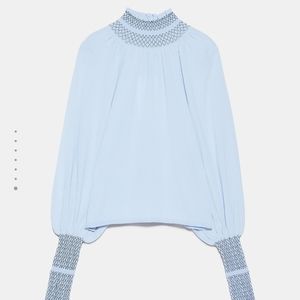 Zara puffy long sleeve blouse